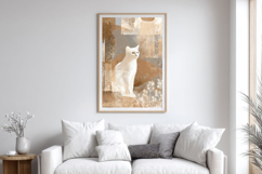 Neutral Beige Modern Art | Minimalist Cat Illustration Product Image 1