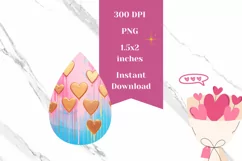 Love Hearts Teardrop Earrings, Colorful Hearts Earrings PNG Product Image 2