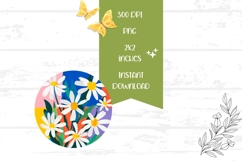 Pop Art Flowers Earrings, Floral Round Earrings Sublimation Product Image 2