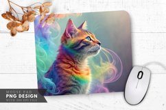 Rainbow Cat in Colorful Smoke Mouse Pad PNG Design Product Image 1