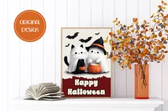 Happy Halloween Greeting Card, Cartoon Halloween Wall Art Product Image 2