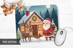 Santa Claus and Reindeer in a Festive Winter Cabin Mouse Pad Product Image 1
