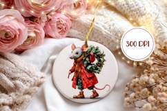 Christmas Mouse Ornament, Christmas Wreath Ornament Design Product Image 2