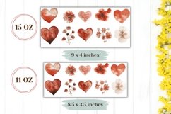 Red Love Hearts Mug Design, Watercolor Flowers Mug Template Product Image 2
