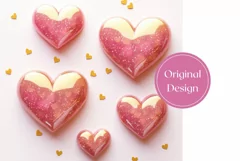 Glitter Love Hearts Tumbler Wrap, 3D Valentine's Day Tumbler Product Image 2