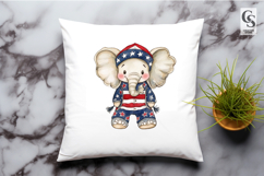 Cute Patriotic Elephant Watercolor Clipart PNG Product Image 2