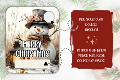 Watercolor Snowman Money Card Designs, Christmas Gift Card Product Image 2
