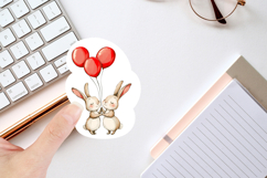 Bunnies with balloons Sticker Sheet|Loving rabbits Printable Product Image 2