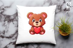 Teddy Bear Holding Heart Clipart Sublimation PNG Product Image 2