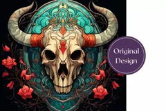 Bull Skull Tumbler Wrap Design, Cow Skull Sublimation PNG Product Image 2