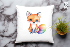 Rainbow Fox Watercolor Clipart Sublimation PNG Product Image 2