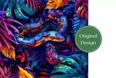 Snake Tumbler Wrap Design, Tropical Leaves Tumbler Template Product Image 2