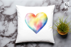 Watercolor Pastel Rainbow Heart Clipart Sublimation PNG Product Image 3