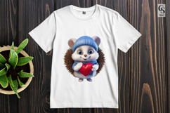 Cute Hedgehog Holding Heart Clipart Sublimation PNG Product Image 2