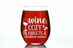 Wine cozy blankets & christmas movies SVG, Holiday Wine SVG Product Image 2