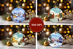 Watercolor Christmas Village Ornaments, Winter Ornaments Product Image 2