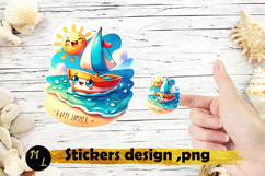 Beach stickers png ,boat stickers,happy summer stickers Product Image 1