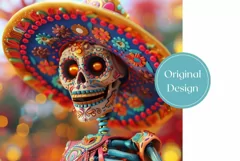 3D Sugar Skull Tumbler Wrap, Colorful Skull Tumbler Design Product Image 2