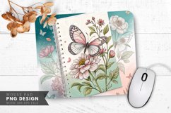 Butterfly Bliss A Floral Nature Journal Mouse Pad PNG Design Product Image 1