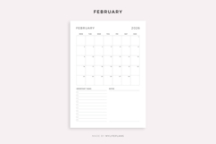 2026 Monthly Planner on One Page, Printable, A4/Letter Size Product Image 2
