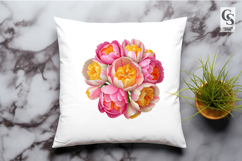 Colorful Tulip Flower Bouquet Clipart Sublimation PNG Product Image 2