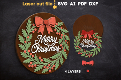 Christmas Wreath SVG laser cut file for Glowforge Product Image 2
