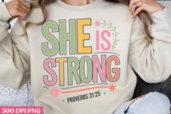 She is strong proverbs 31:25 PNG, Retro Christian Sublimatio Product Image 1