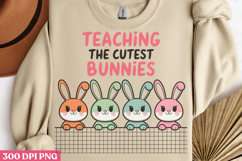 Teaching the cutest bunnies PNG, Retro Teacher Easter Sublim Product Image 2