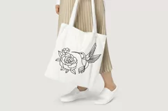 Hummingbird with flower svg, Flying bird png, Garden Product Image 2