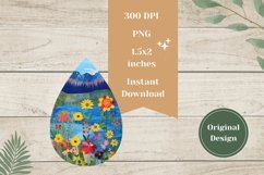 Flowers Teardrop Earrings, Flowers Sublimation Earrings Product Image 2