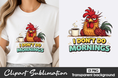 Rooster Morning Humor Clipart PNG Product Image 1
