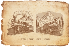 Vintage Steam Train Vector Illustration Product Image 2