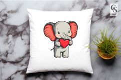 Cute Baby Elephant Holding Heart Clipart Sublimation PNG Product Image 3