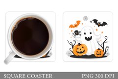 Cute Ghost Coaster Design. Halloween Coaster Sublimation Product Image 1