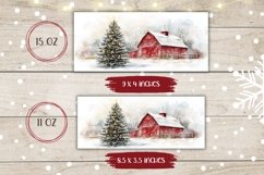 Red Barn Mug Wrap Design, Christmas Coffee Mug Sublimation Product Image 2