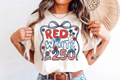 Red White &amp; 250 retro Doodle PNG T-Shirt|4th of July PNG Product Image 2