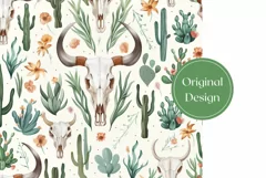 Western Skull Tumbler Wrap, Cactus Tumbler Design Product Image 2