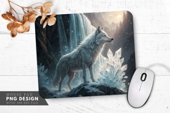 Majestic Wolf Among Ice Crystals Mouse Pad PNG Design Product Image 1
