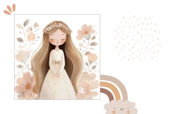 Watercolor Bride Pillow Design, Floral Princess Pillow PNG Product Image 2