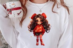 Cute Christmas Little Girl Sublimation Clipart Product Image 2