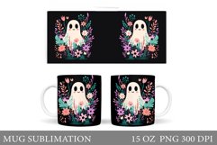 Cute Ghost Mug Design. Cute Halloween Mug Sublimation Product Image 1