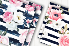 White Rose Stripe Digital Paper Product Image 2