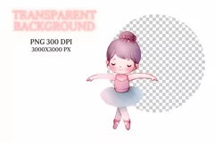 Cute Girl ballet watercolor illustration clipart Product Image 2