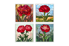 Stained Glass Carnation Flower Digital Paper Product Image 2