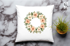 Peach Floral Wreath Watercolor Clipart Sublimation PNG Product Image 2