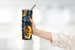 Black and golden roses watercolor tumbler wrap sublimation Product Image 2