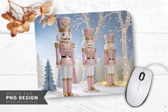 Festive Nutcracker Soldier in Pastel Pink and Gold Mouse Pad Product Image 1