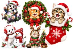 Cute &amp; Funny Christmas Cat PNG Clipart Product Image 2