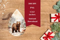 Christmas Earrings Sublimation , Winter Bear Sublimation Product Image 2