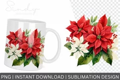 Christmas poinsettia, Flowers Watercolor Clipart Product Image 2